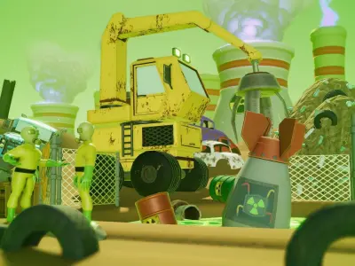 Toxic Waste Land Game asset pack Unity URP Low-poly 3D model