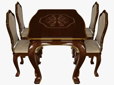 Classic Table And Chair 0001 Free 3D model