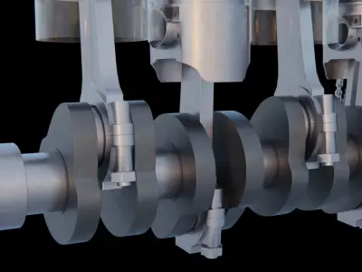 V4 Motor engine VAZ 2105 animated 3D model