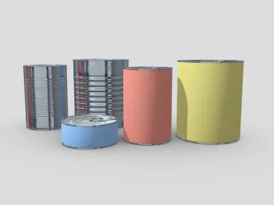Tin Can Pack Low-poly 3D model