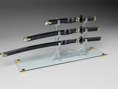 Katanas on a stand 3D model