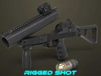 Grenade Launcher 06 Black All PBR Unity UE Textures Low-poly 3D model