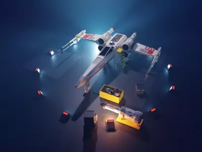 Cartoon X-Wing 3D model