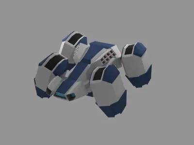 spaceship orange and robot Free low-poly 3D model