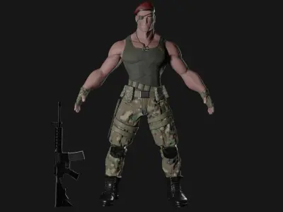 Mercenary soldier Low-poly 3D model