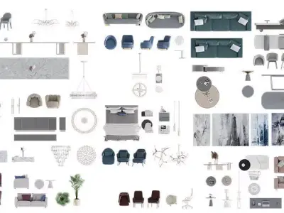 FLOOR PLAN 2d furniture top view 3D render realistic part 1 3D model