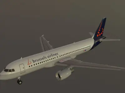 Brussels airlines airbus a320-214 low poly 3D model Low-poly 3D model