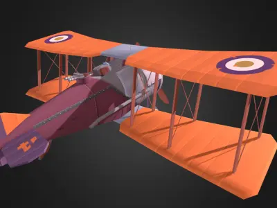 Stylized WWI airplane  Low-poly 3D model