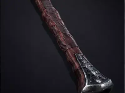 Ancient Runic Battle Axe Low-poly 3D model