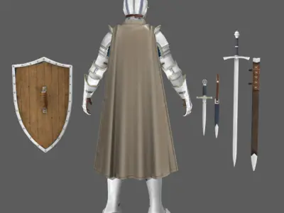 Ancient Sword and Shield Knights Low-poly 3D model