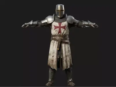 Crusader Warrior Rigged Low-poly 3D model