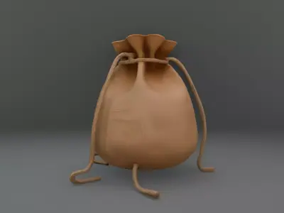 Stylized Leather Coin Bag Fantasy RPG Asset Low-poly 3D model