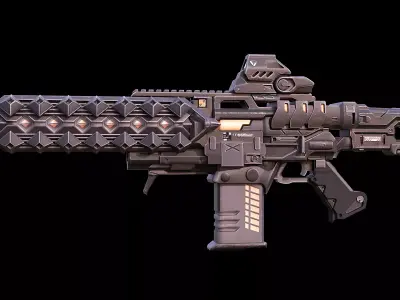 PSHW Sting Sci-Fi Rifle Compact Bullpup SMG Game Ready Low-poly 3D model