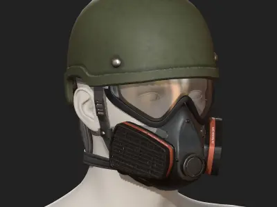 Helmet gas mask scifi military combat 3d futuristic  Low-poly 3D model