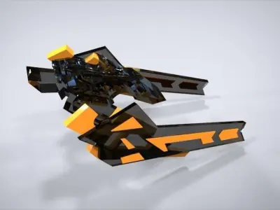 M Spaceship star wars statue in shape of sword Low-poly 3D model