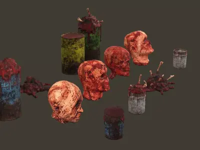 Horror Assets Human Corpse Body Part Collection X7 Pack 3D Model Low-poly 3D model