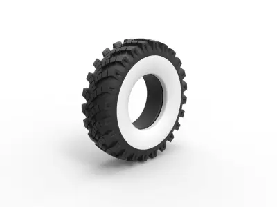 Military Ural Whitewall tire OI-25 Scale 1 to 25 3D print model