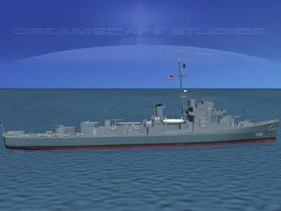 Destroyer Escort DE-696 USS Spangler 3D model