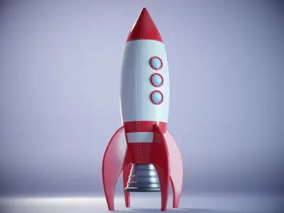 Cartoon Rocket PBR  Low-poly 3D model