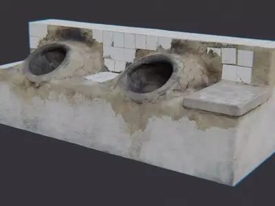 Traditional Stone Kitchen Oven Low-poly 3D model