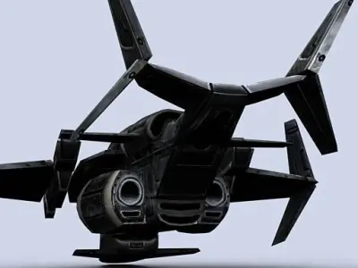 3DRT - Sci-Fi Gunship 5  Low-poly 3D model