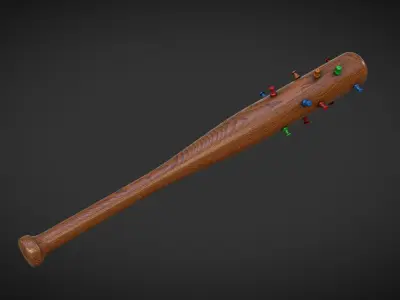 Baseball Bat with Pins Low-poly 3D model