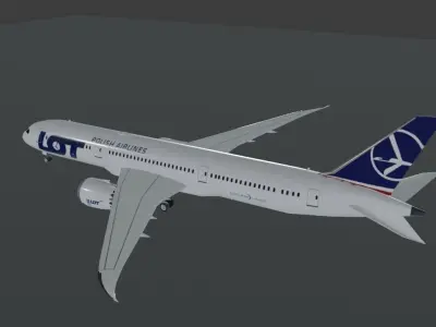 LOT Polish airlines Boeing 787-9 dreamliner 3d model Low-poly 3D model