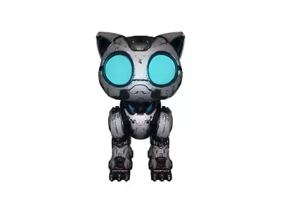 Robotic Cat With Blue Eyes 3D print model