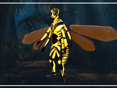 Yellow Jacket Fly Low-poly 3D model
