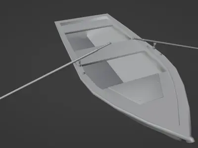 Row boat with Oars Low poly 3D model Low-poly 3D model