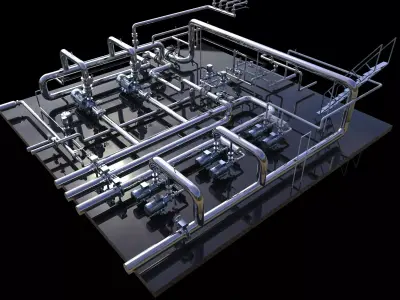 Industrial boiler room 3D model