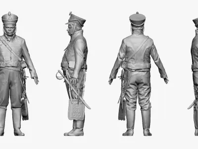 001288 man from the tv show in black old uniform low poly Low-poly 3D model