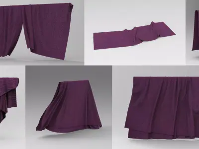 Set 6 in 1 Cloth 6 Low-poly 3D model