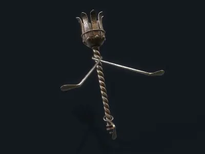 Medieval Torch metall Low-poly 3D model