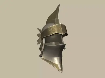 Bronze Knight Helmet - Medieval Character Design Low-poly 3D model