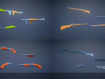 Poly Weapons Pack 01 Low-poly 3D model