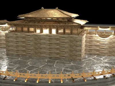 Chinese ancient house Low-poly 3D model