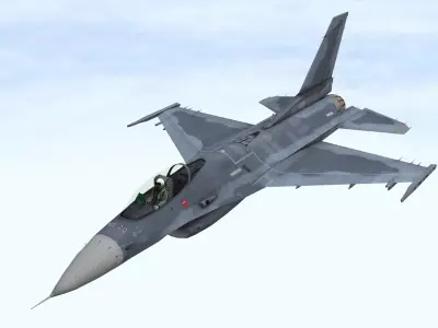 Fighter Jet Flying In Sky Plane V09 Low Poly 3D Model Low-poly 3D model