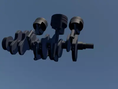 Piston Connecting Rod and Crankshaft Low-poly 3D model