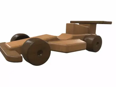 Wooden car toy racer 2 Free 3D model