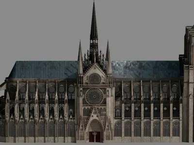 Notre-Dame de Paris Cathedral-UV-texture 3D model