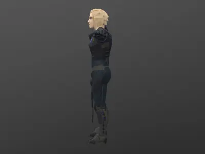 scifi female character Low-poly 3D model