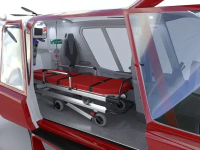 Medical Ambulance Drone with Interior 3D model