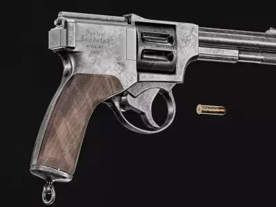 Landstad 1900 Revolver Low-poly 3D model