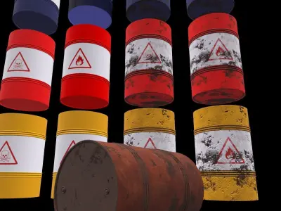 Old Oil Barrel - PBR Game Ready VR AR low-poly 3D model Free low-poly 3D model