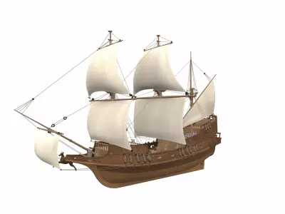 Sea sailing ship Golden Hind 3D model