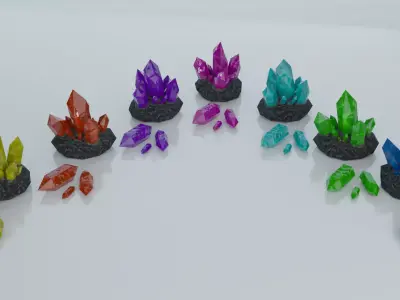 Resources Pack - Crystals Low-poly 3D model