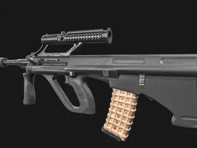 Steyr Aug Assault Rifle with Silencer Low-poly 3D model