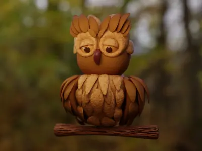 Stylized Owl 3D Models Low Poly Autumn and Winter Pack Low-poly 3D model
