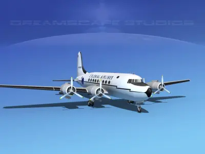 Douglas DC-4 Colonial Airlines 3D model